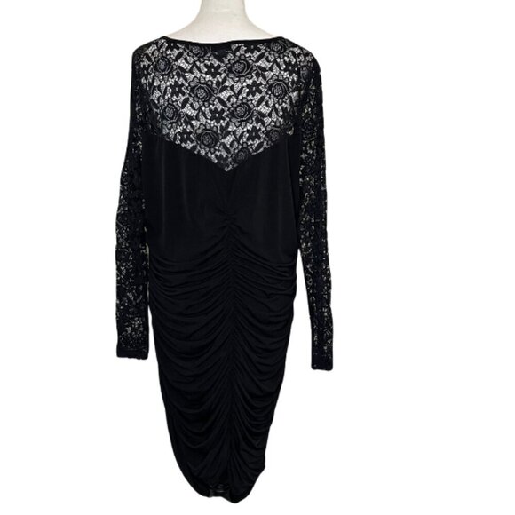Torrid Black Lace Ruched Cocktail Dress Size 3 3X Plus Size Long Sleeve LBD - Picture 3 of 7